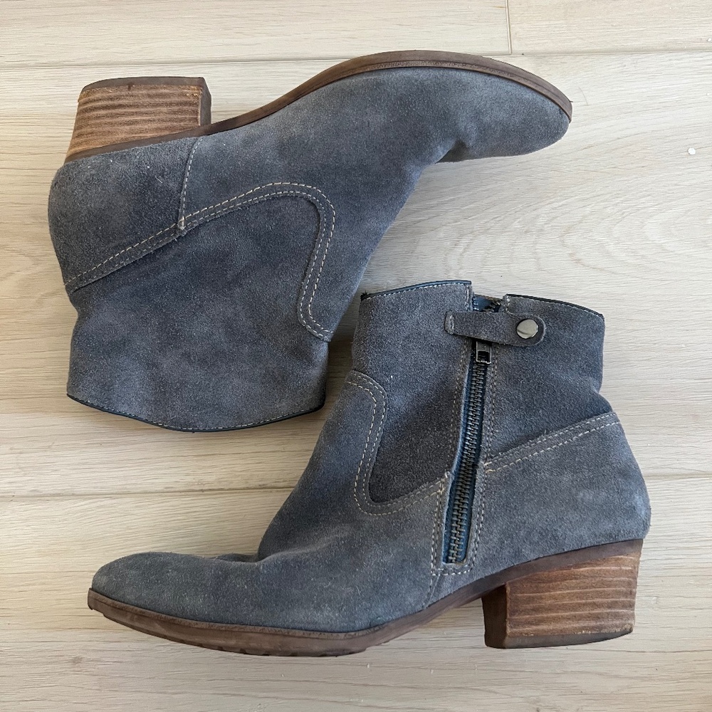 Sofft Storm Blue Suede Booties
